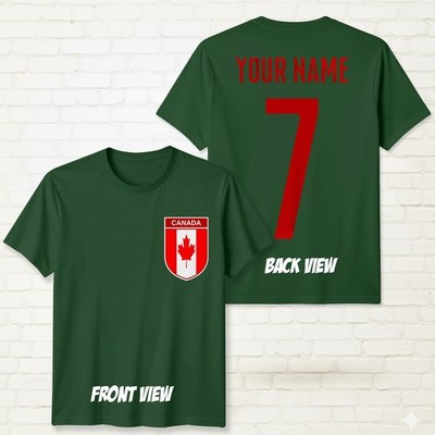 Personalisiertes T-Shirt Kanada Fußball Unisex Kinder Name Nummer Tee #WC