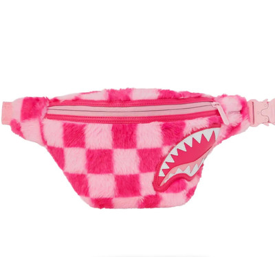 Sprayground Furzilla Pink Check Savvy Crossbody Bag Black Shoulder Sling Pouch