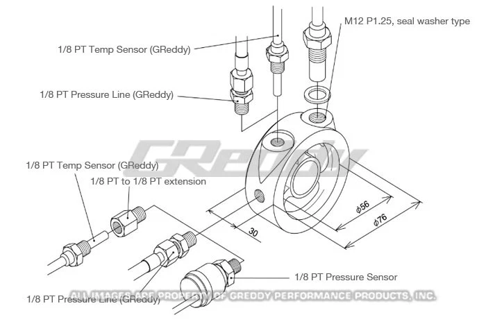 Adaptador de bloque de filtro de aceite universal GReddy Foto 4 de 4