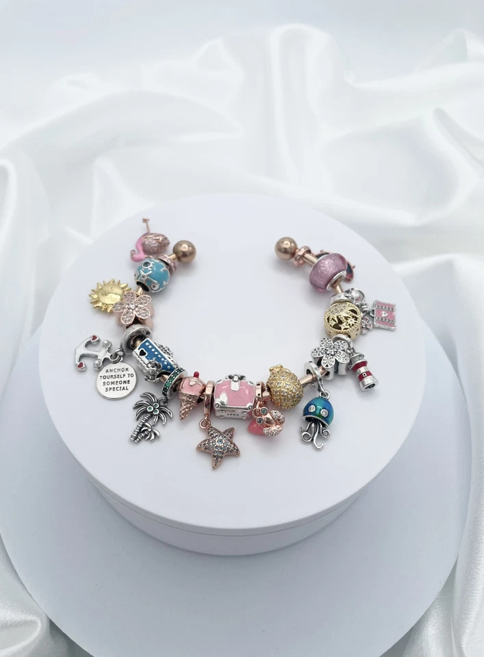 Linx Rose Gold Open Bangle with Cruise Themed Charms - Image 4 of 4