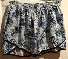 Garnet Hill ORGANIC COTTON Asian Wrap Blue Patterned Pajama Shorts Sz XS NWOT