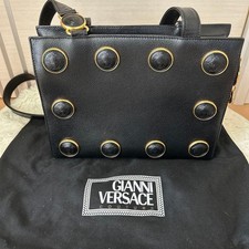 Borsa a tracolla donna Gianni Versace Medusa logo vintage in pelle nera
