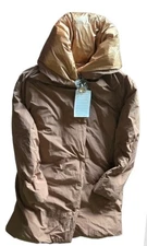 Yuko Luxury High Italian Brand Reversible Puffer Parka Jacket In Cammel Size XXL