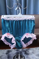  A106 2XL/ElasticW.24-42" Vintage Style Green Nylon Full Brief Panties Underwear
