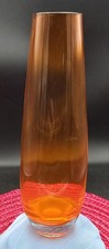 Vintage 70's MCM Murano Style 10" Orange With Clear Base Tall Vase