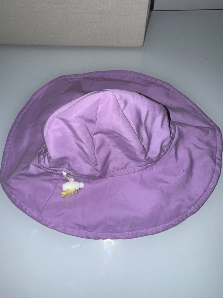 Sombrero para el sol bebé recién nacido 0-6 meses lavanda ala púrpura correa ajustable Foto 2 de 4