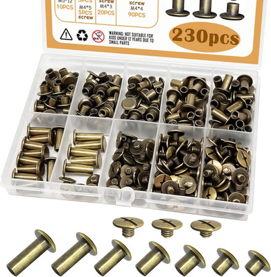 115Sets Chicago Screws for Leather Rivet Kit M5*4, 5, 6, 8, 10, 12, 15 Bronze Br