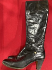 Vintage Salvatore Ferragamo Black Leather Knee High Boots Size 7
