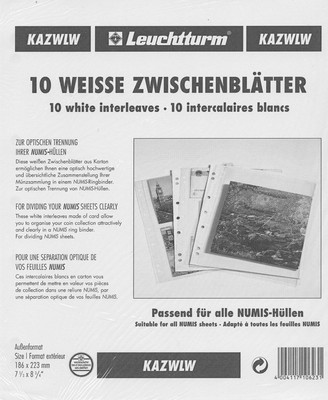 LEUCHTTURM 10 NUMIS ZWL WEISSE ZWISCHENBLÄTTER