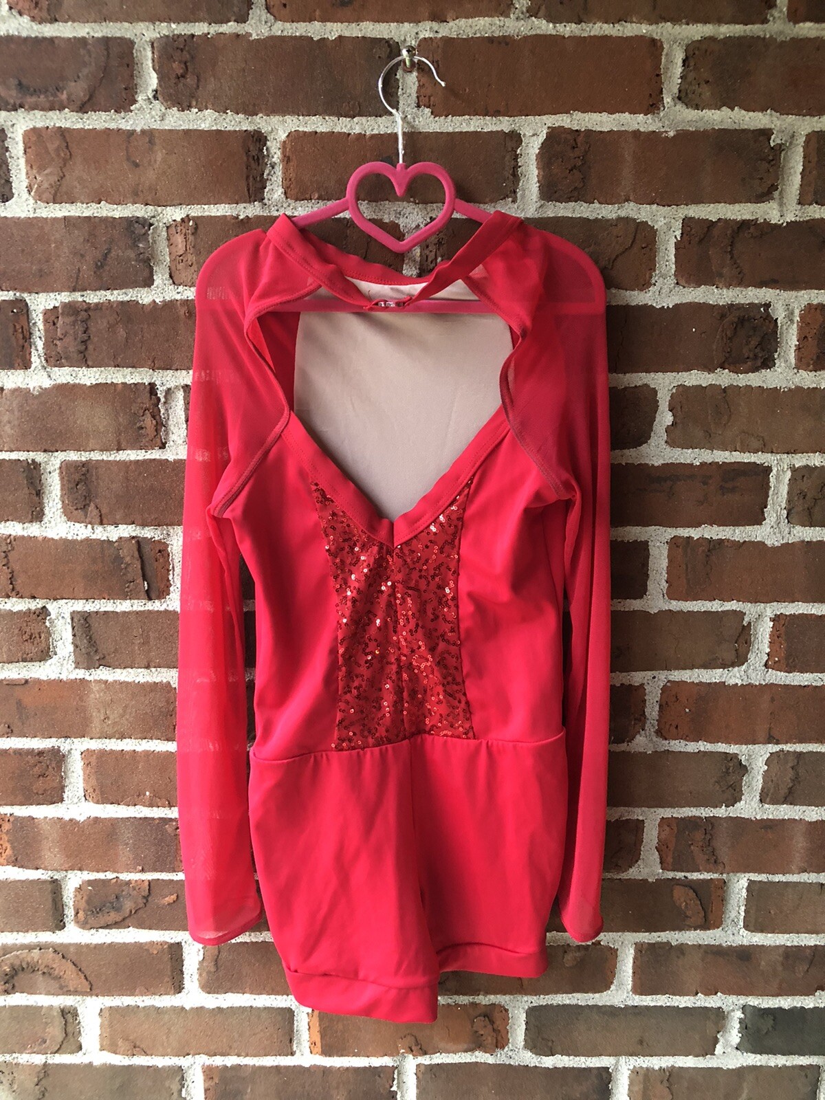 Dance Costume Large Child Red Sequin Weissman Gem