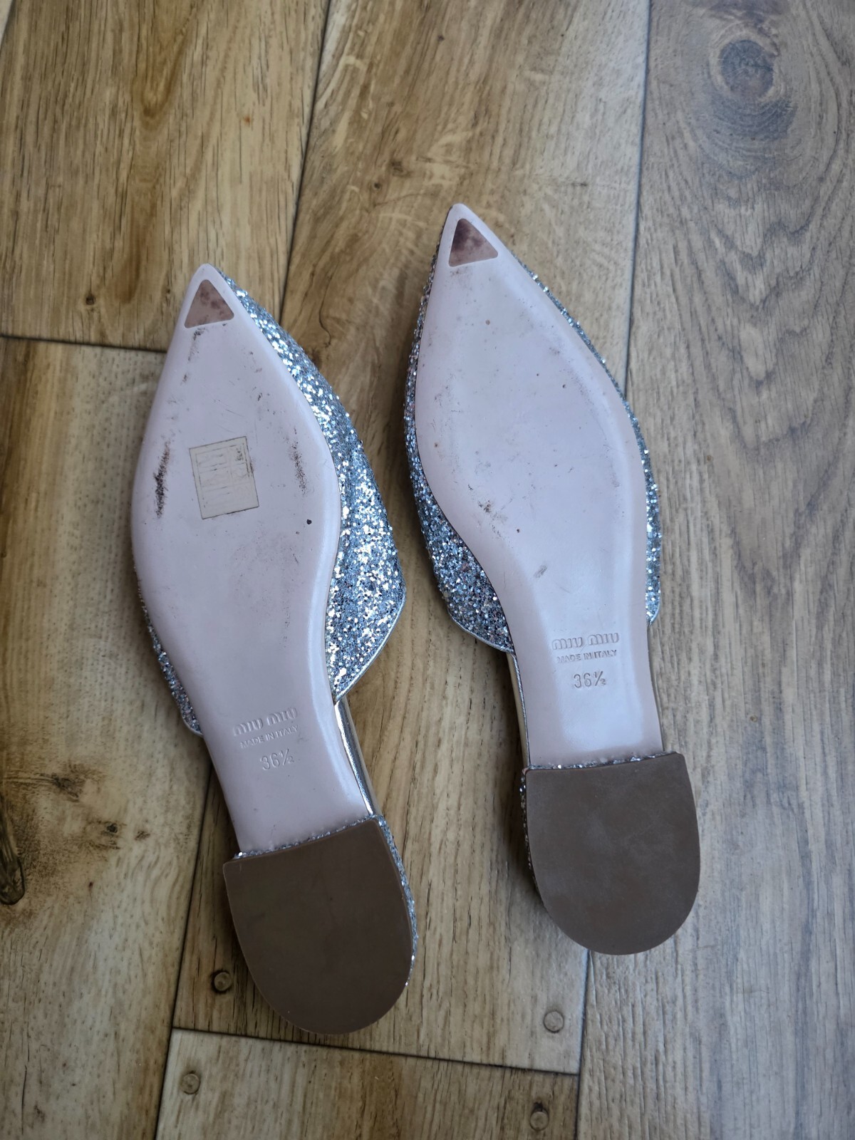 MIU MIU CRYSTAL GLITTER SILVER  MULES SLIDES SIZE… - image 5