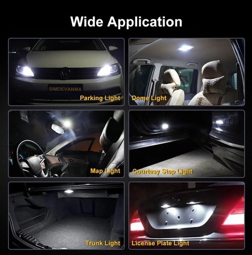 10x LED CAR LIGHTS T10 CAR BULBS ERROR FREE CANBUS XENON WHITE W5W 501 🇬🇧 Post - Picture 2 of 5