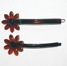 Delsol Barrette Clip Slide on Slip In Hair Pin Flower Shape Daisy Made in France
