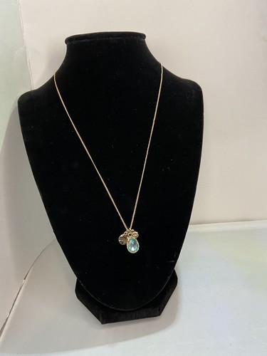 "Collar Tono Dorado con Piedra de Nacimiento Azul Aguamarina Colgante Dije Trébol 9" - Imagen 8 de 12