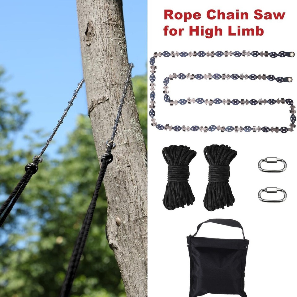 53 Inch Rope Saw, High Reach Tree Limb Hand Rope Chain Saw, 68 Sharp ...