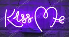 14"x6" Kiss Me Neon Sign Acrylic Light Lamp Handmade Gift Bar Wall Decor ZS744