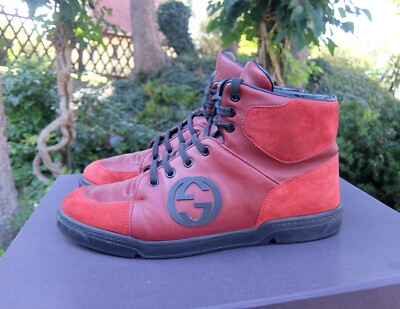 GUCCI SHOES 42 shoe sneaker sneakers red high top interlocking gg logo