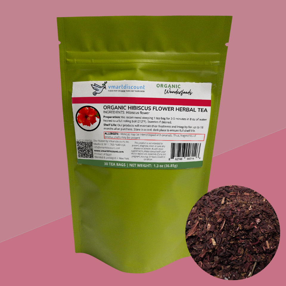 Organic Hibiscus Herbal Tea (30 Tea Bags) Premium All Natural Tea