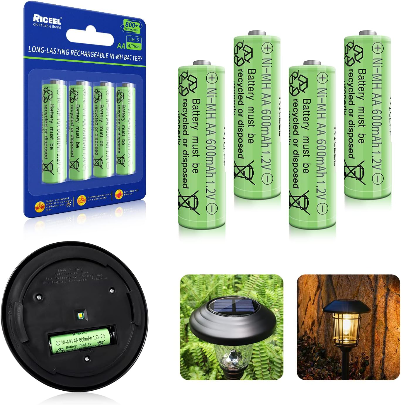 Rechargeable AA Batteries for Solar Lights 600mAh Double AA Battery 1.2V AA AA-image