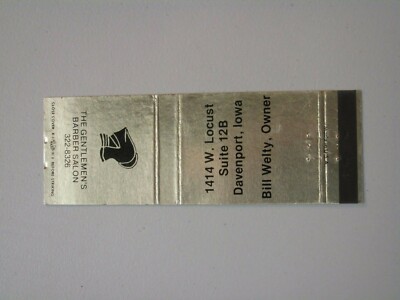 O140 Matchbook Cover The Gentlemens Barber Shop Davenport IA Iowa