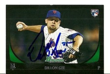DILLON GEE NEW YORK METS SIGNED AUTO 2011 BOWMAN CARD #212 W/COA