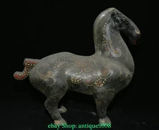 10.6'' Old Wood Lacquerware Painting Fengshui 12 Zodiac Horse Animal Statue