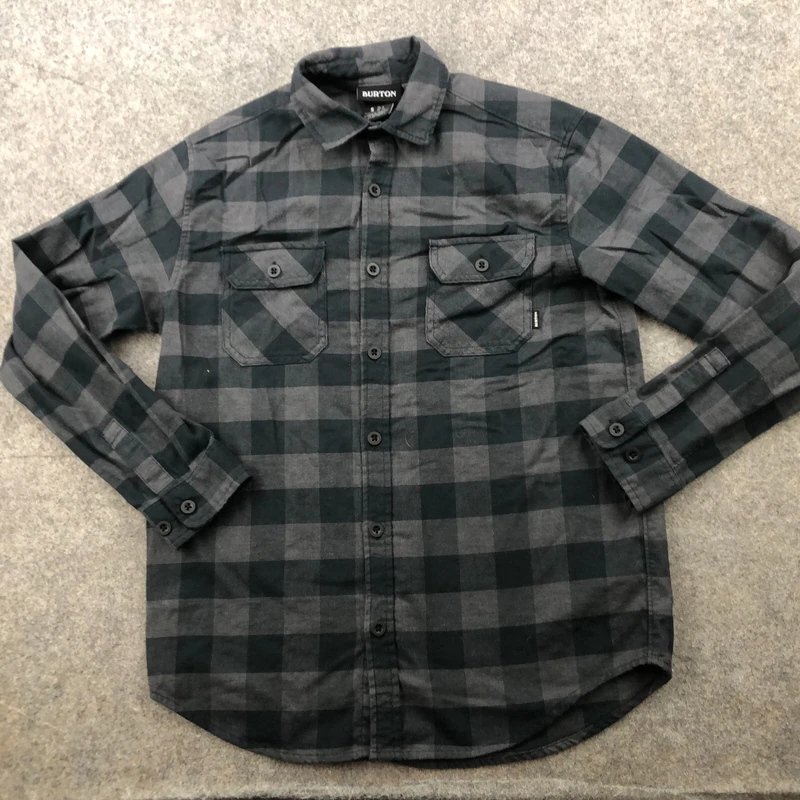 burton check flannel cotton polyester button up shirt