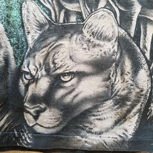 90s All Over Print Animal Tshirt Double Sided Streetwear Naturee Tee Wolf Eagle - Picture 4 of 9