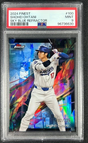 Shohei Ohtani 2024 Topps Finest Common Sky Blue Refractor /325 #100 DODGERS PSA9