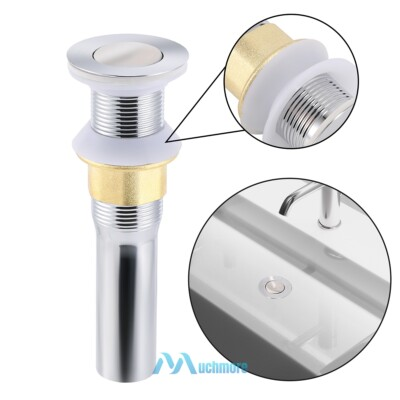 #ad Bathroom Faucet Drain Stopper Brushed Nickel Vessel Sink Drain without Overflow $12.63