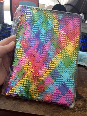 Magic Reversible Sequin Journal 80 Page Rainbow Color With Fun Mystery Gel Pen