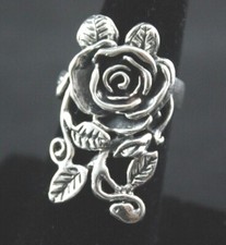 .925 Sterling Silver Ring Rose/Flower With Leaves