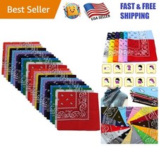 Novelty 24-Pack Cotton Paisley Bandanas - Kids  Adults Fun Accessories