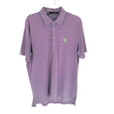 RLX Ralph Lauren Polo Shirt Mens Large Purple Stripe Performance Golf Golfer