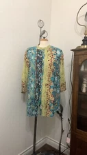 Citron Santa Monica Pintuck Tunic 3/4 Slv. Silk/Cotton Size L