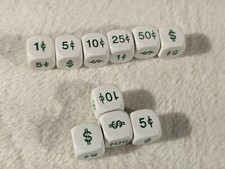 Lot of 11 Educational Money Dollar  Cents Dice White Green  50c 25c 10c 5c 1c