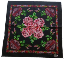 Vintage Harley Davidson Motor Cycles Rose Bandana USA Made 90s