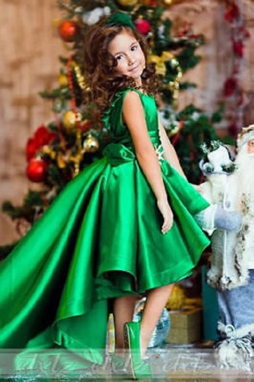 Vestido de Desfile Elegante Verde Flor Niñas Baile Baile Fiesta Boda Vestido Formal Foto 2 de 4