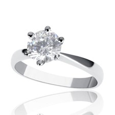 Solitaire 14K White Gold Round Cut Diamond Engagement Ring 0.30 CT D/SI1