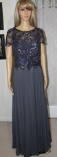 Xscape Women's Embellished Short Sleeve Chiffon Gown Dress Size 10 New