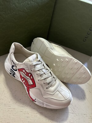 New Gucci Men Leather Rython Dirty mouth Sneakers Ivory 15 US/14