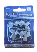 TOLEDO LONG White Metal WINDOW SCREEN CLIPS SCREWS 6 Pieces TWC01W