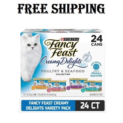 Purina Fancy Feast Wet Cat Food Variety Pack, Creamy Delights - (24) 3 oz. Cans