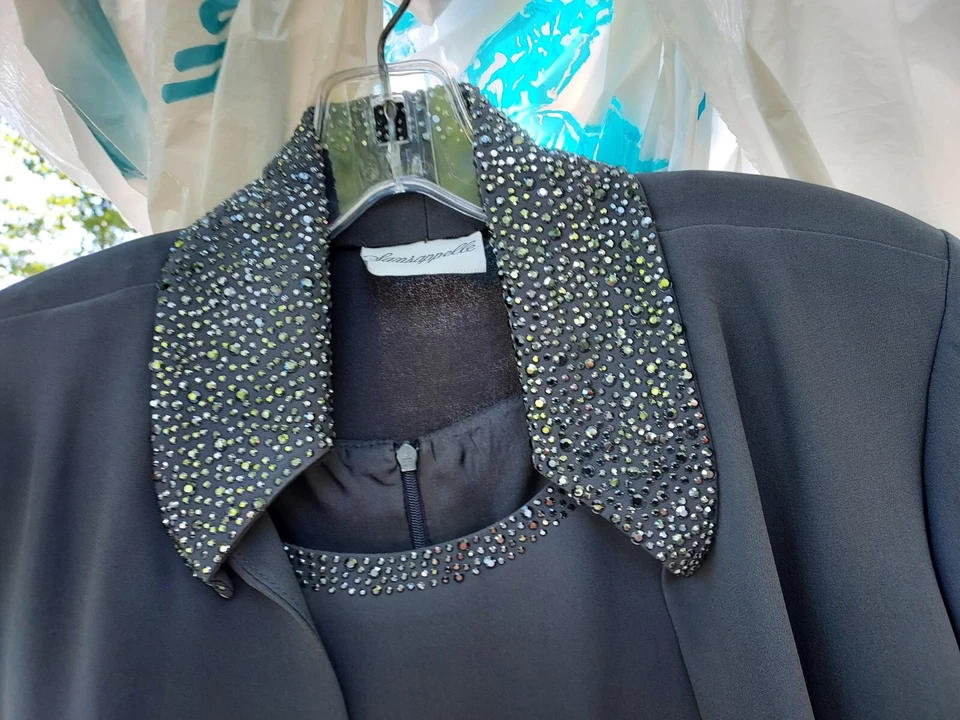 Damas Gris Gasa 3 Piezas Conjunto de noche y monedero Foto 4 de 4