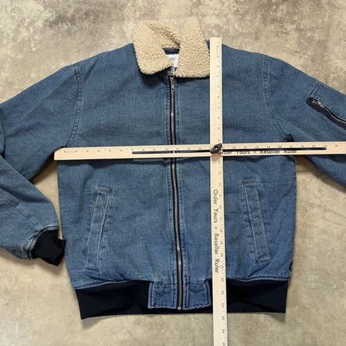 Wesc Jacket Unisex Mens M Womens L Lumber Faux Shearling Denim Zip Pockets - Picture 3 of 9