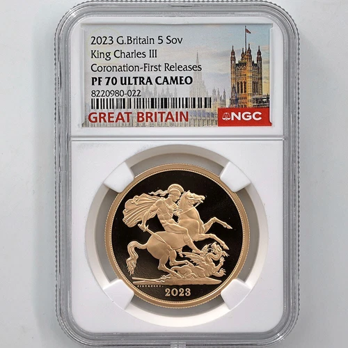 2023 Great Britain Charles III Coronation Sovereign Gold Proof Coin NGC PF 70 FR