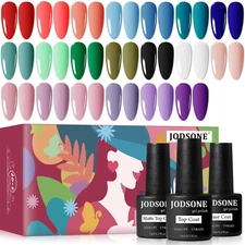 23 PCS Gel Nail Polish Set with Base Glossy and Matte Top Coat Multicolored Gel