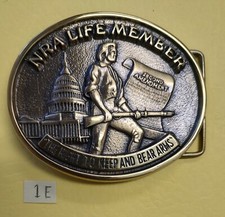 VINTAGE NRA LIFE MEMBER "The Right To Keep  Bear Arms" Brass Belt Buckle