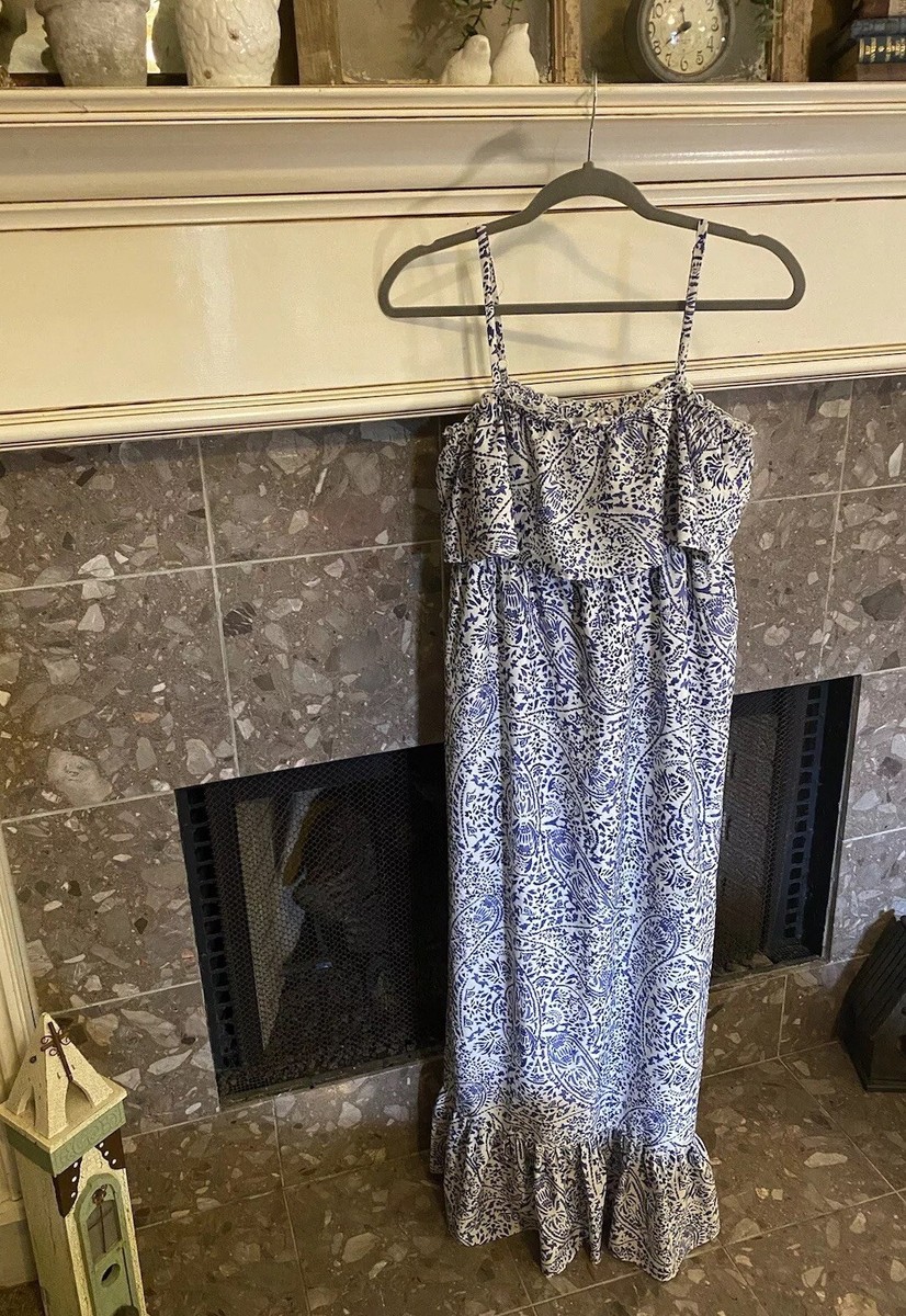 Motherhood Maternity Soft Long Maxi Dress Sz M Medium Blue Floral Paisley Ruffle | eBay Motherhood Maternity Soft Long Maxi Dress Sz M Medium Blue Floral Paisley Ruffle | eBay