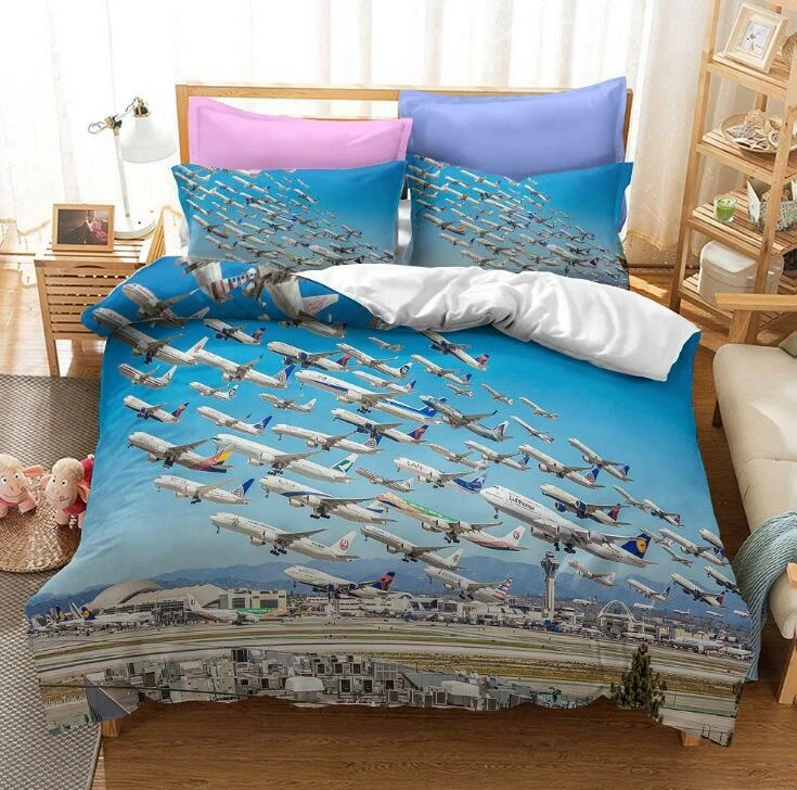 3D Aircraft Group Bedding Set Plane Duvet Qulit Cover PillowCase Double |  eBay